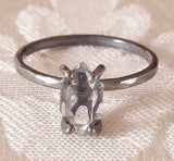 Herkimer Diamond Quartz Crystal and Oxidized Silver Ring