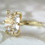 Solid Gold Large Herkimer Diamond Quartz Crystal Engagement Ring