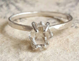 Herkimer Diamond Quartz Crystal and Sterling Silver Engagement Ring