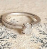 Rough White Diamond and Sterling Silver Engagement Ring