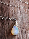 Simple Ethiopian Welo Opal and Sterling Silver Pendant Necklace