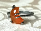 Carnelian Agate Crescent Moon Ring