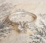 Herkimer Diamond Quartz Crystal and Sterling Silver Engagement Ring