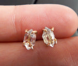 Yellow Gold Fill Herkimer Diamond Quartz Crystal Stud Earrings