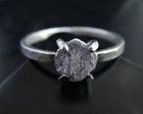 Rough Pink Diamond and Sterling Silver Engagement Ring