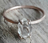 Rose Gold Herkimer Diamond Quartz Crystal Ring