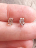 Rose Gold Herkimer Diamond Quartz Crystal Stud Earrings