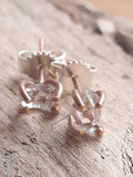 Rose Gold Herkimer Diamond Quartz Crystal Stud Earrings