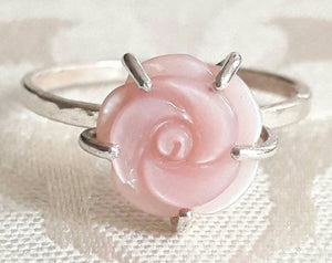 Carved Mother-of-Pearl Rose Ring