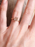 Solid 14 Karat Rose Gold Herkimer Diamond Quartz Crystal Ring