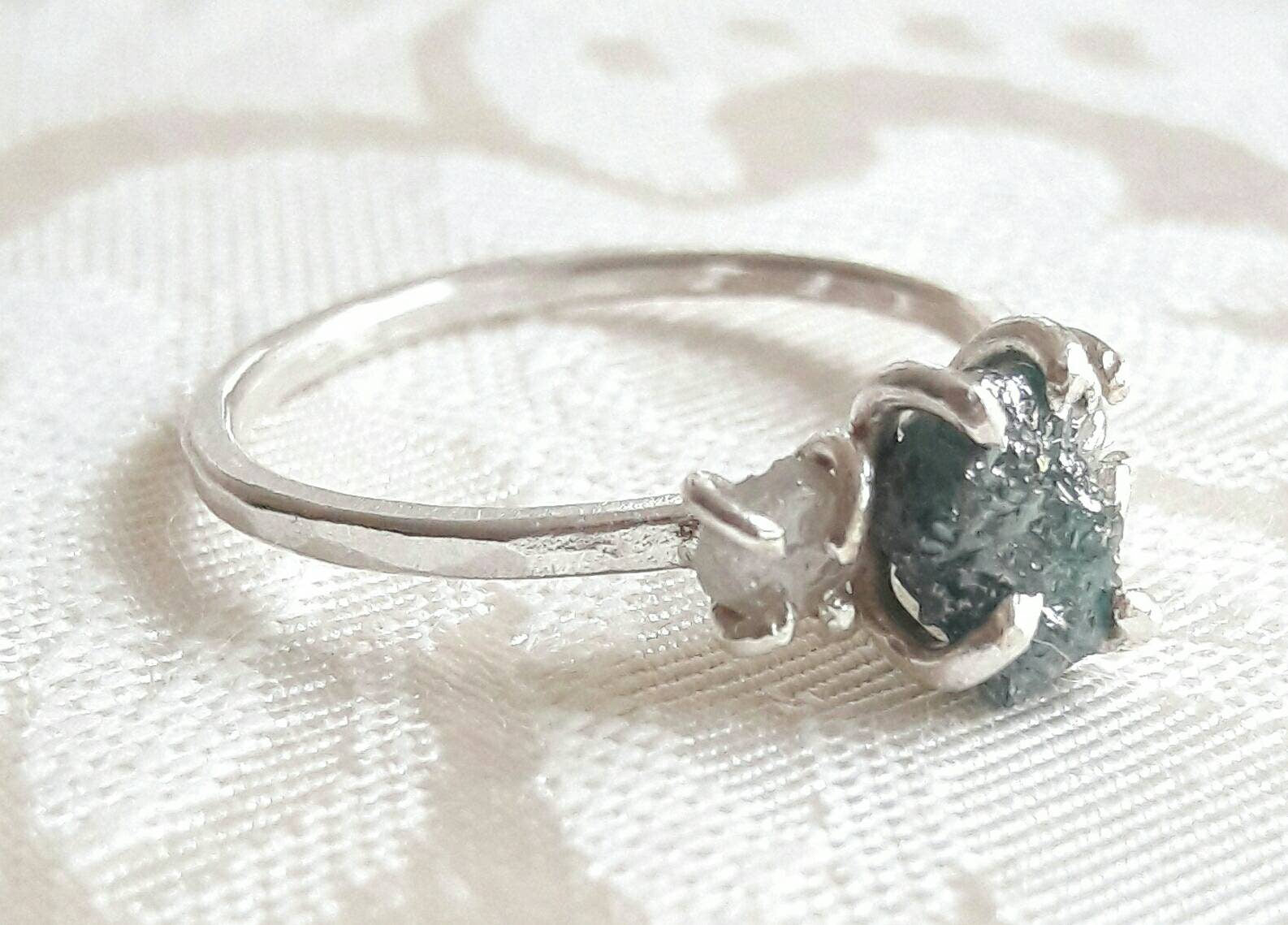 Raw Diamond Ring, Natural Diamond Ring, Unique Wedding Ring, Raw Stone Ring,  Real Gemstone Minimalist Rings, Dainty Gemstone Rings, RINGS - Etsy