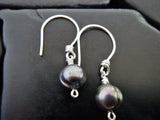 Simple Black Freshwater Pearl Drop Earrings